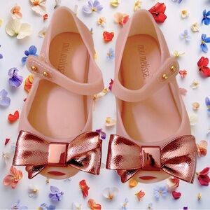 Mini Melissa Toddler Rose Pink Bow Detail Shoes